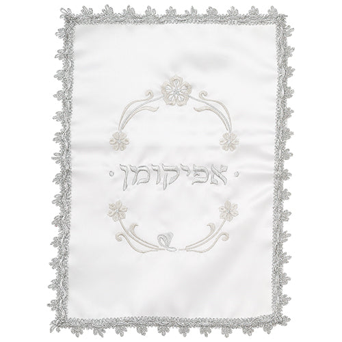 2 piece White Satin Pesach Set 46 cm {Holiday-Pesach-Matzah Tash & Pesach Set} Manchester Judaica