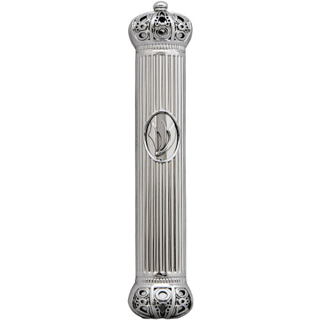 Plastic Mezuzah 15Cm - Crown - Silver {Judaica-Home-Mezuzah Holder} Manchester Judaica
