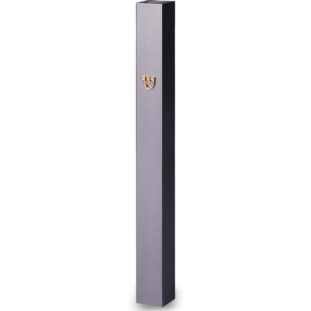 Aluminum Mezuzah 15 Cm - with Metal Shin - Dark Gray {Judaica-Home-Mezuzah Holder} Manchester Judaica