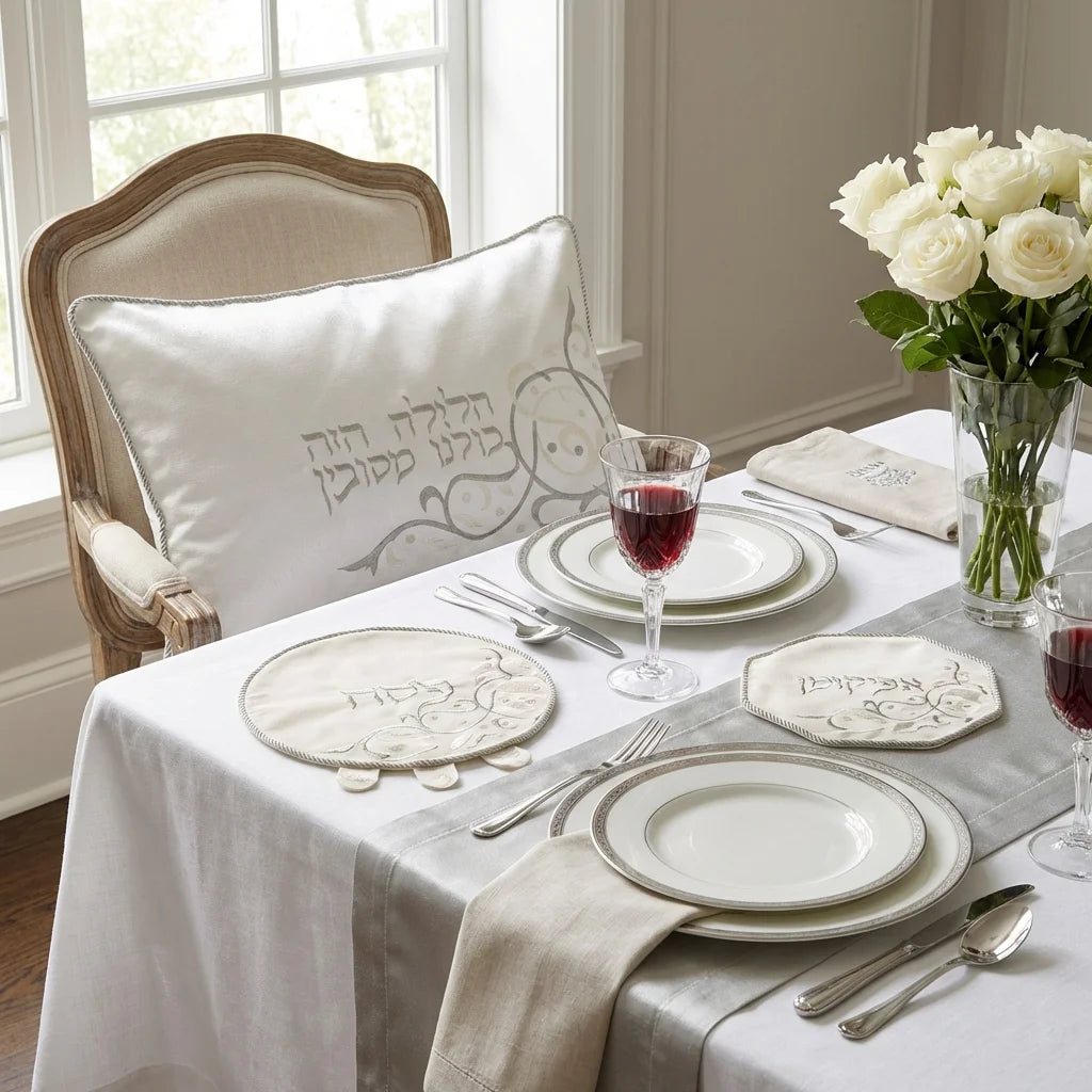 Brockett Pesach 4 pcs Set {Holiday-Pesach-Matzah Tash & Pesach Set} Manchester Judaica