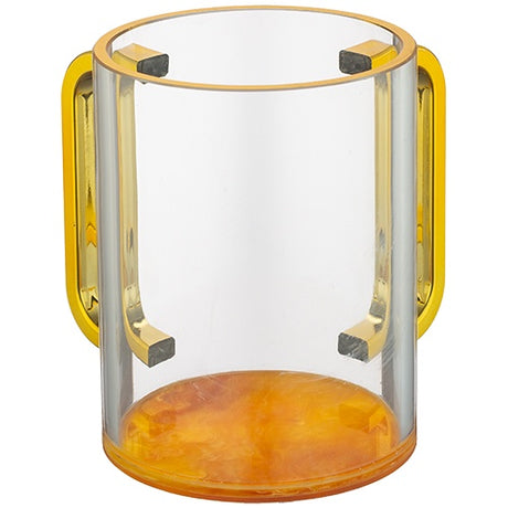 Clear Washing Cup 13 cm - GOLD Handles {Judaica-Home-Washing Cup} Manchester Judaica