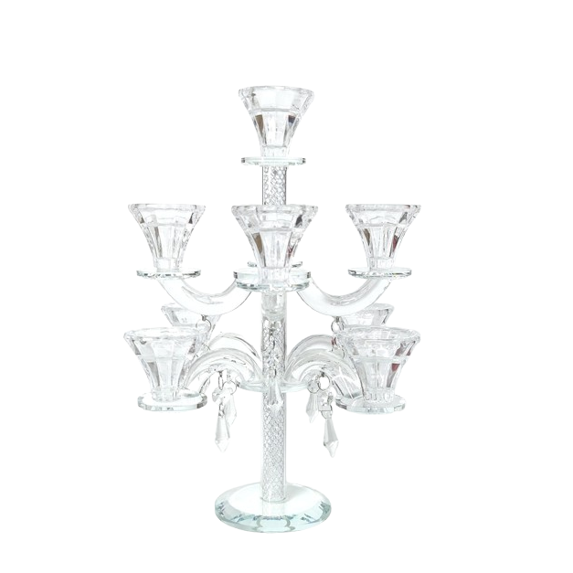 Crystal Candalabra 9 branch 33cm {Judaica-Lecht-Candlesticks, Candelabra} Manchester Judaica