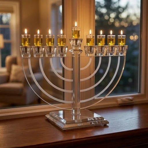 Crystal Elegant Menorah 22x30 cm {Holiday-Chanukah-Menorah} Manchester Judaica