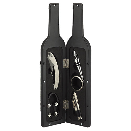 Set of Wine Accessories in a Bottle with plaque 32 cm {Judaica-Tabletop-Wine Bottle & Accessories} Manchester Judaica