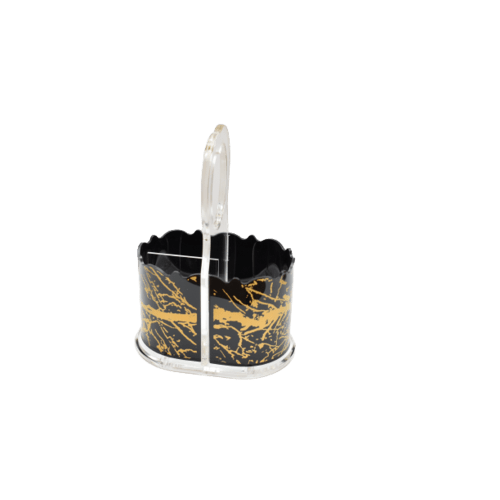 Acrylic Cuttlery Holder Black And Gold {Judaica-Home-items} Manchester Judaica