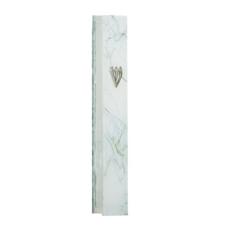 Glass Mezuzah 15Cm - White And Gray {Judaica-Home-Mezuzah Holder} Manchester Judaica