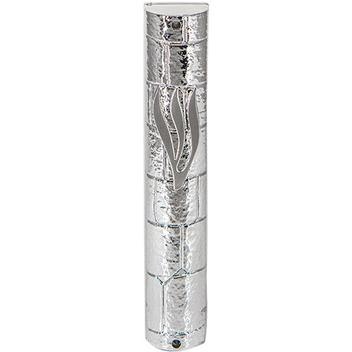 Plastic Mezuzah 15Cm - Kosel Stones - Silver {Judaica-Home-Mezuzah Holder} Manchester Judaica