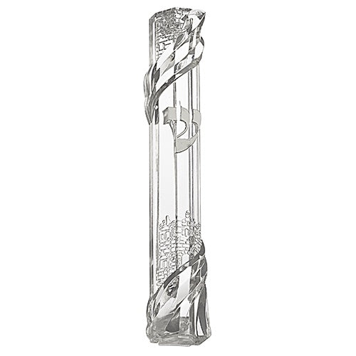 Plastic Mezuzah 15Cm - Transparent - Jerusalem {Judaica-Home-Mezuzah Holder} Manchester Judaica