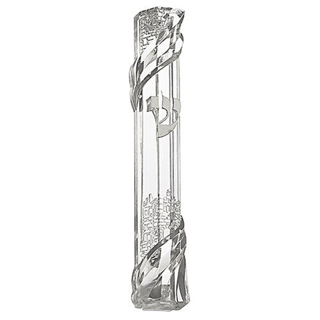 Plastic Mezuzah 15Cm - Transparent - Jerusalem {Judaica-Home-Mezuzah Holder} Manchester Judaica