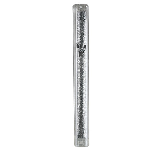 Plastic Mezuzah 15cm - Transparent With Glitter 22972 {Judaica-Home-Mezuzah Holder} Manchester Judaica