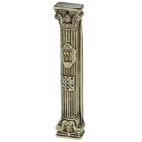 Polyresin Mezuzah 20Cm - Beige & Brown {Judaica-Home-Mezuzah Holder} Manchester Judaica