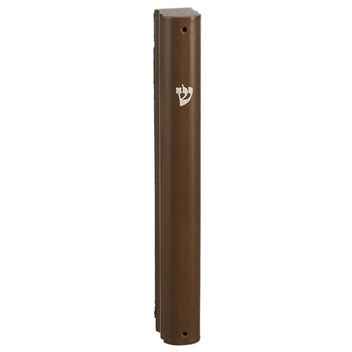 Wood Mezuzah 15Cm - Round - Brown {Judaica-Home-Mezuzah Holder} Manchester Judaica