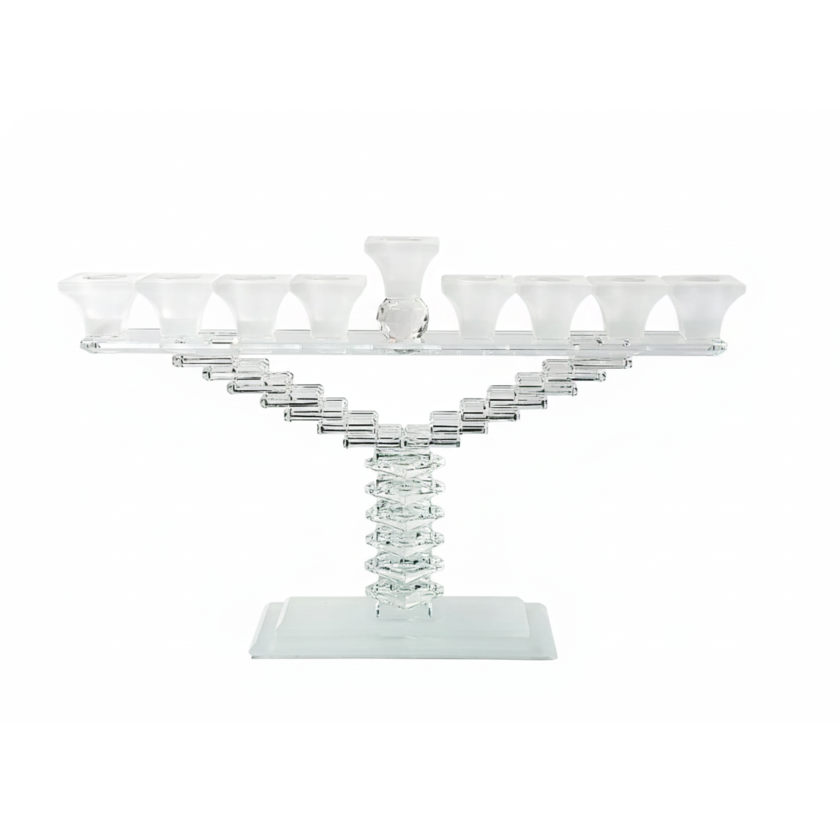 Frosted Crystal Menorah Steps 24cm {Holiday-Chanukah-Menorah} Manchester Judaica