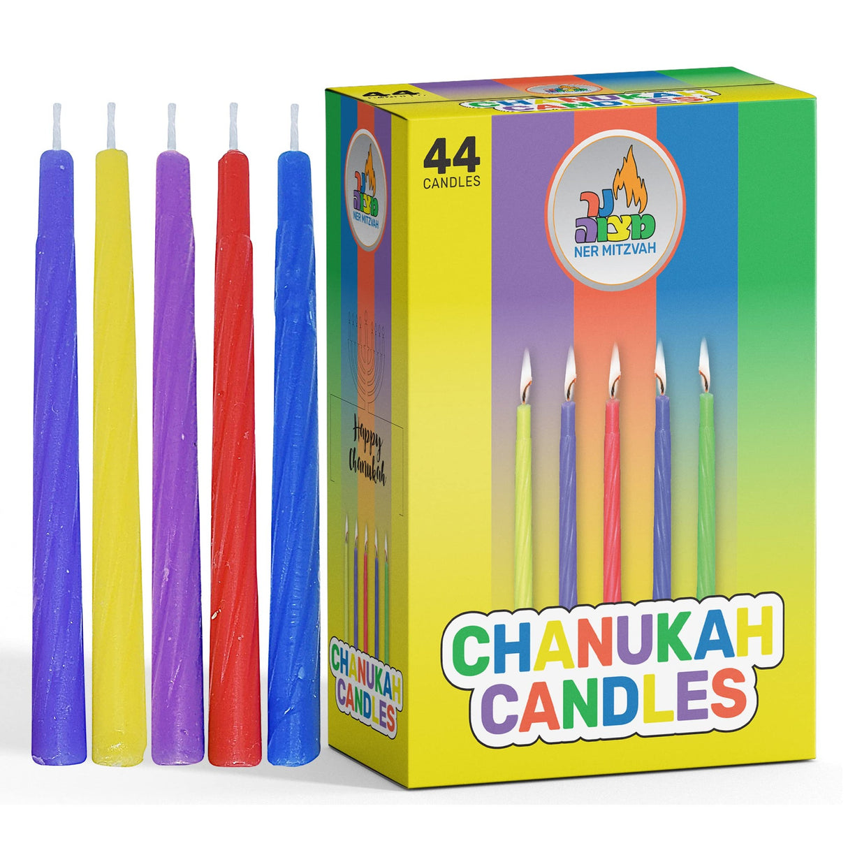 Ner Mitzvah Starndard Chanukah Candles - multi colour