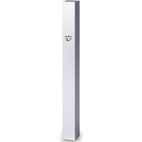 Aluminum Mezuzah 15 Cm - with Metal Shin - Silver {Judaica-Home-Mezuzah Holder} Manchester Judaica