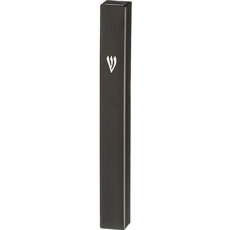 Black Plastic Mezuzah with Rubber Cork 15 cm - Silver {Judaica-Home-Mezuzah Holder} Manchester Judaica