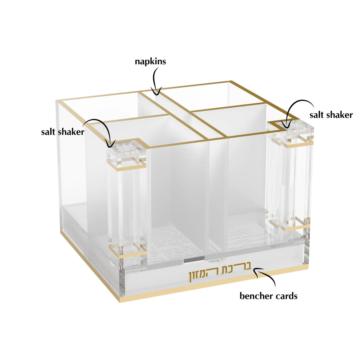 Classic Cutlery Holder with Salt & Bencher Set {Judaica-Tabletop-Holders & Dishes} Manchester Judaica