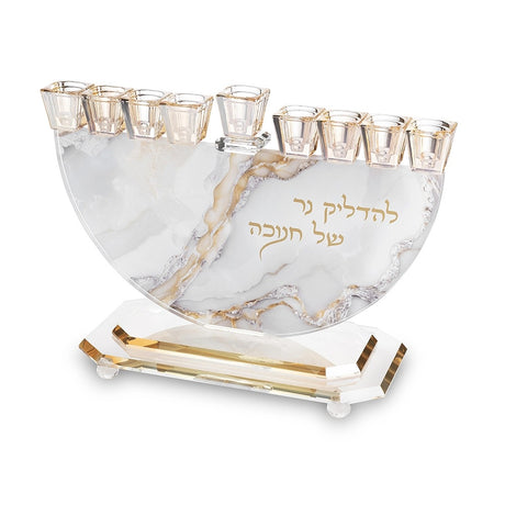 Crystal Elegant Menorah 29x30 cm {Holiday-Chanukah-Menorah} Manchester Judaica