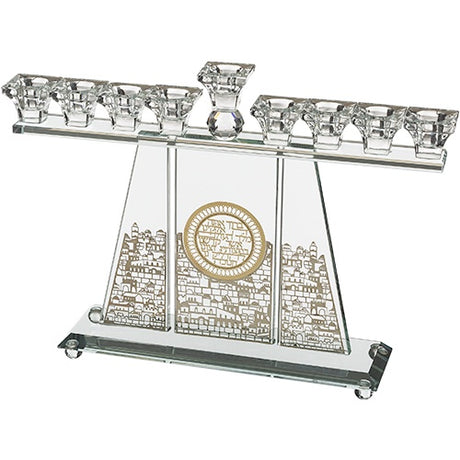 Crystal Menorah 37*36 cm {Holiday-Chanukah-Menorah} Manchester Judaica
