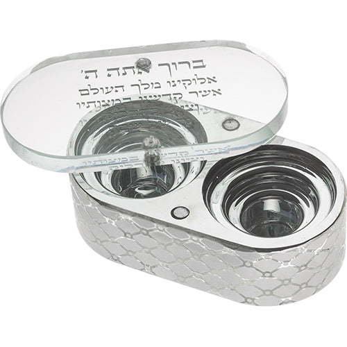 Crystal Travel Candlesticks 10x5 cm {Judaica-Lecht-Candlesticks, Candelabra} Manchester Judaica