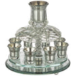 Crystal Wine Fountain 33*25 cm with 8 Small Cups {Judaica-Tabletop-Kiddush Cup} Manchester Judaica