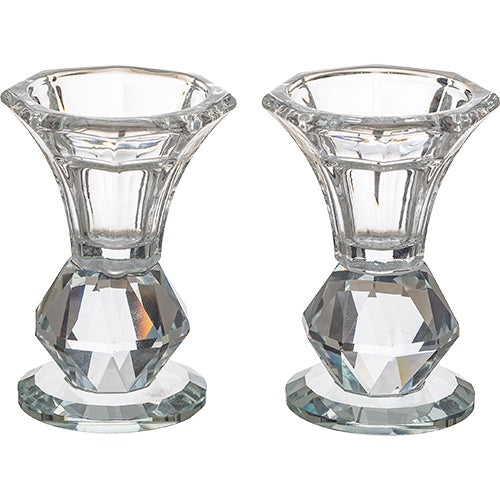 Elegant Crystal Candlestick 8.5 cm {Judaica-Lecht-Candlesticks, Candelabra} Manchester Judaica