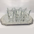 Set of 6 Liqour Cups + Silver Tray.