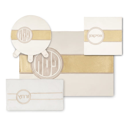 Leatherette 4 pcs Passover Set 60619 {Holiday-Pesach-Matzah Tash & Pesach Set} Manchester Judaica