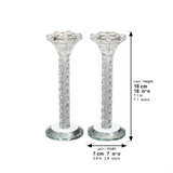 Pair of Crystal Candlesticks 18 cm with Stones {Judaica-Lecht-Candlesticks, Candelabra} Manchester Judaica