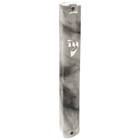 Plastic Mezuzah 15 Cm - Gray Marble {Judaica-Home-Mezuzah Holder} Manchester Judaica