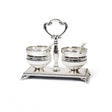 Silver plated Salt Cellar Double - stripes {} Manchester Judaica
