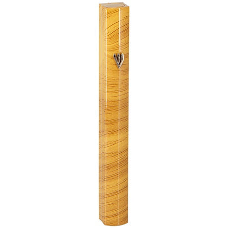 Aluminum Mezuzah 15cm - 3d Painted - Brown Stripes Judaica-Home-Mezuzah Holder 23048 Manchester Judaica