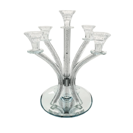 Crystal Candlesticks - 5 Judaica-Lecht-Candlesticks, Candelabra 12211 Manchester Judaica