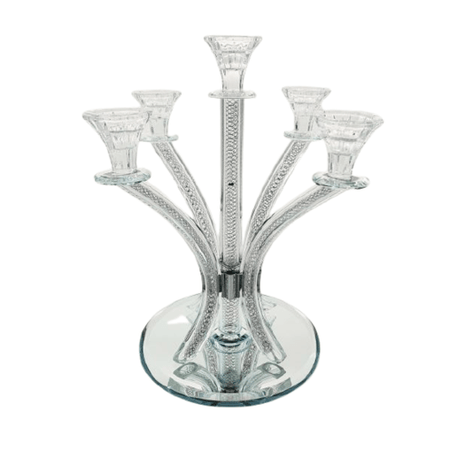 Crystal Candlesticks - 5 Judaica-Lecht-Candlesticks, Candelabra 12211 Manchester Judaica