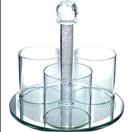 Crystal Stand 3 Compartments Judaica-Home-items 12357 Manchester Judaica