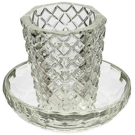 Crystal Wine Cup With Plate {Judaica-Tabletop-Kiddush Cup} Manchester Judaica