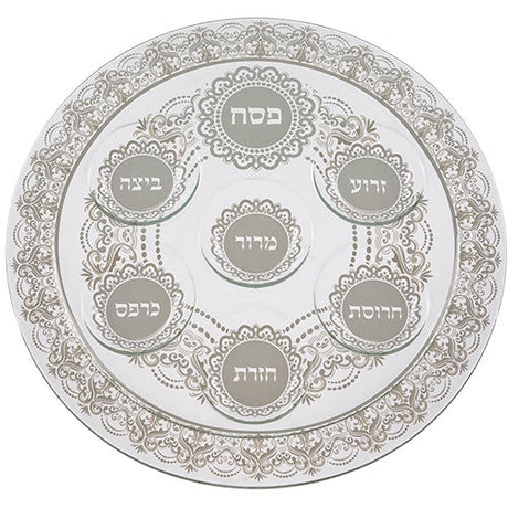 Glass Pesach Plate 40cm Holiday-Pesach-Ka’arah Pesach Plates 448380 Manchester Judaica