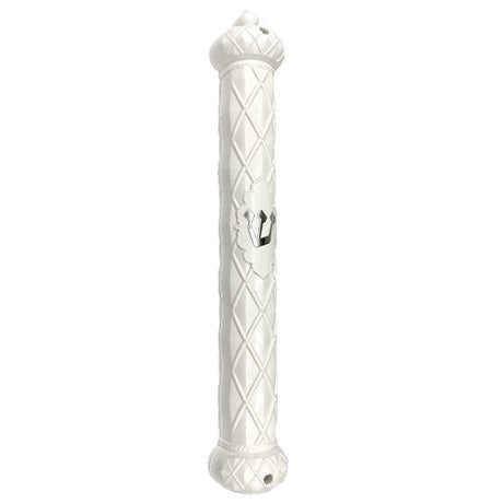 Plastic Mezuzah 15cm - Crown And Diamond - White Judaica-Home-Mezuzah Holder 23177 Manchester Judaica