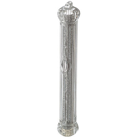 Plastic Mezuzah 15cm - Crown - Transparent With Glitter Judaica-Home-Mezuzah Holder 23839 Manchester Judaica