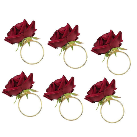 Red Rose Napkin Rings - set of 6 Judaica-Tabletop-Napkin Rings 76302 Manchester Judaica