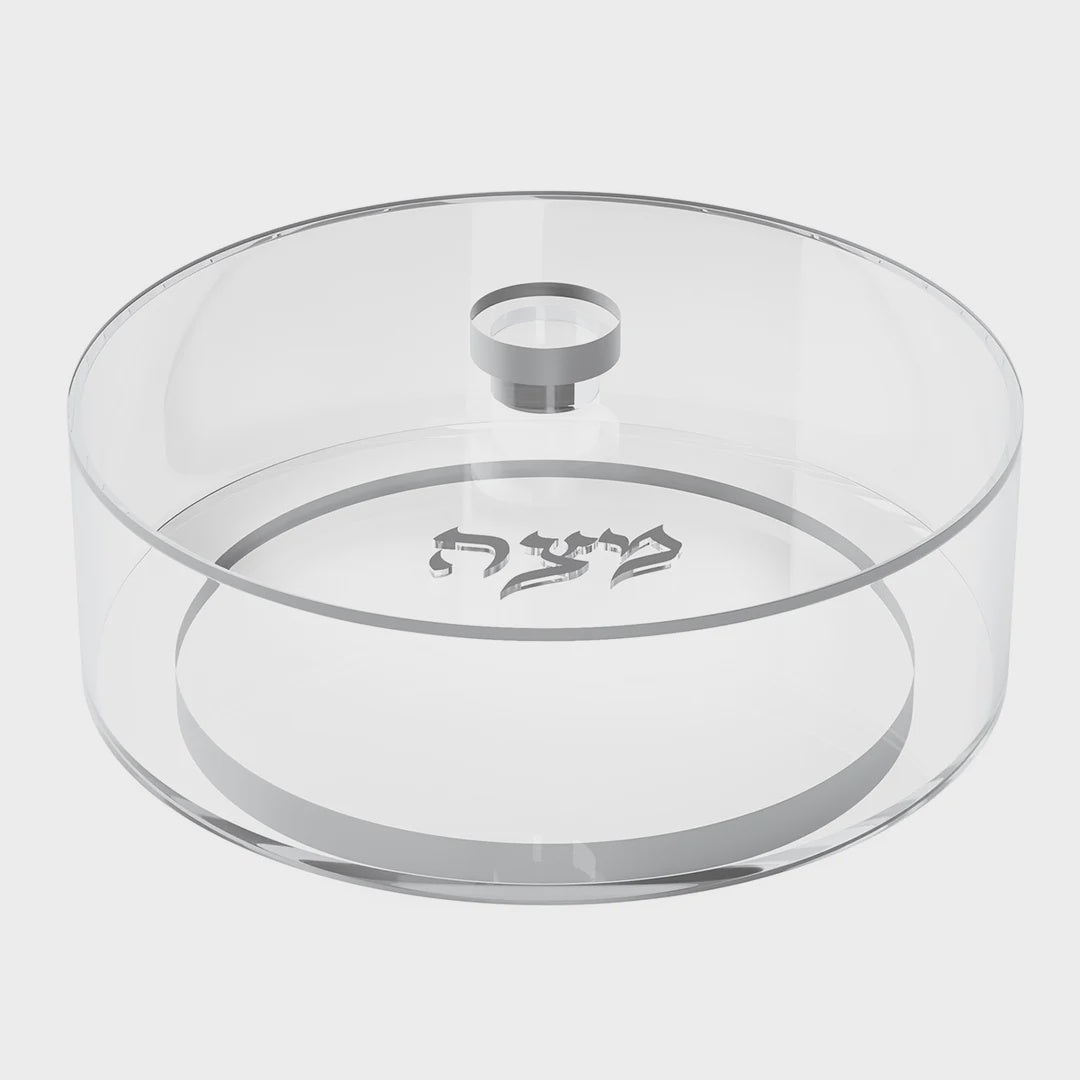 Round Matzah Box with Base - Silver Holiday-Pesach-Matzah Box 34171 Manchester Judaica