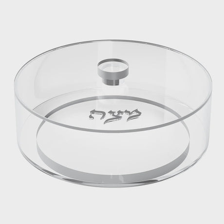 Round Matzah Box with Base - Silver Holiday-Pesach-Matzah Box 34171 Manchester Judaica