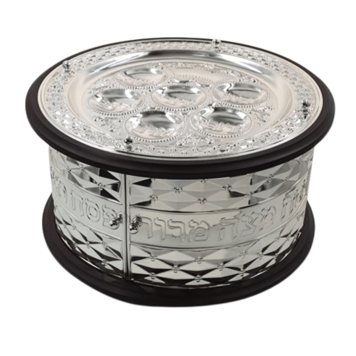 Wood / Silver plated Kaareh 40cm Holiday-Pesach-Ka’arah Pesach Plates 545 Manchester Judaica